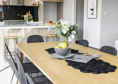 Modern kitchen and dining area